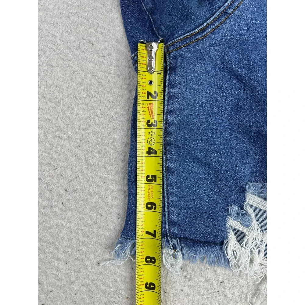 Judy Blue Denim Shorts Womens 1XL Blue Cutoff Distressed Stretch 7 Inseam